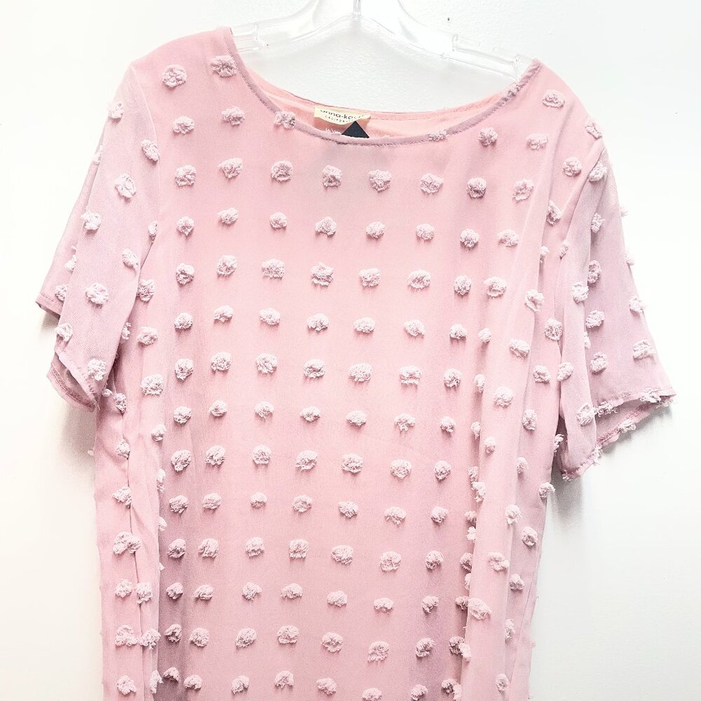 Light Pink Swiss Dot Top XL | Anna Caci Textured Blouse for Women